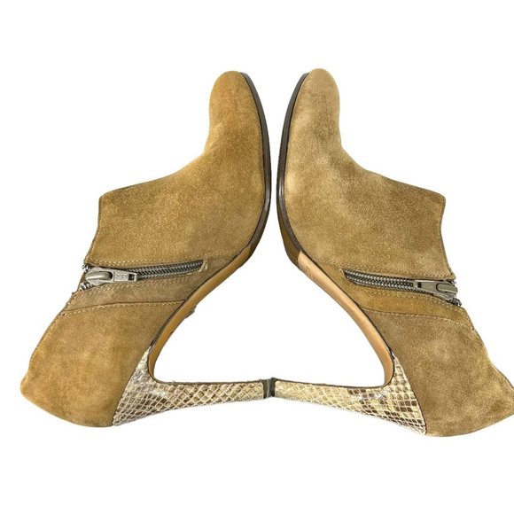 Coach Seneca Brown Suede Stiletto Round Toe Snakeskin Heels 7 - Picture 5 of 13